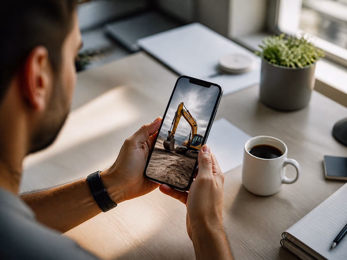 A user is focused on a smartphone displaying an Excavator Tor link.